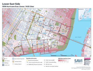 Map of Coastal Flooding Hazards at Lower East Side NYCHA Developments  -  Courtesy of Pratt Institute's RAMP